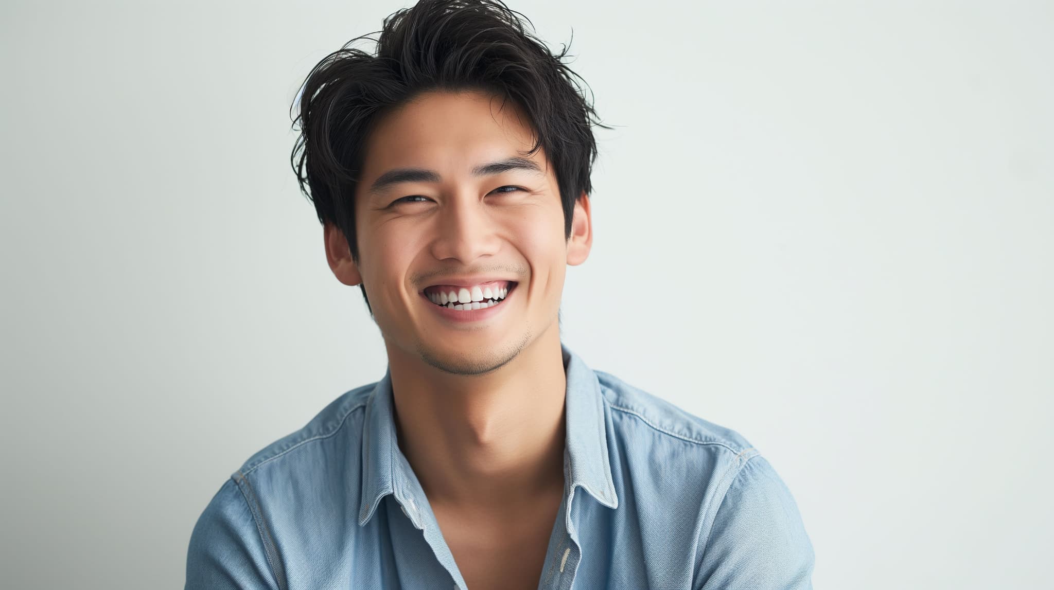 歯周病を予防し健康的な歯で笑顔を見せる男性