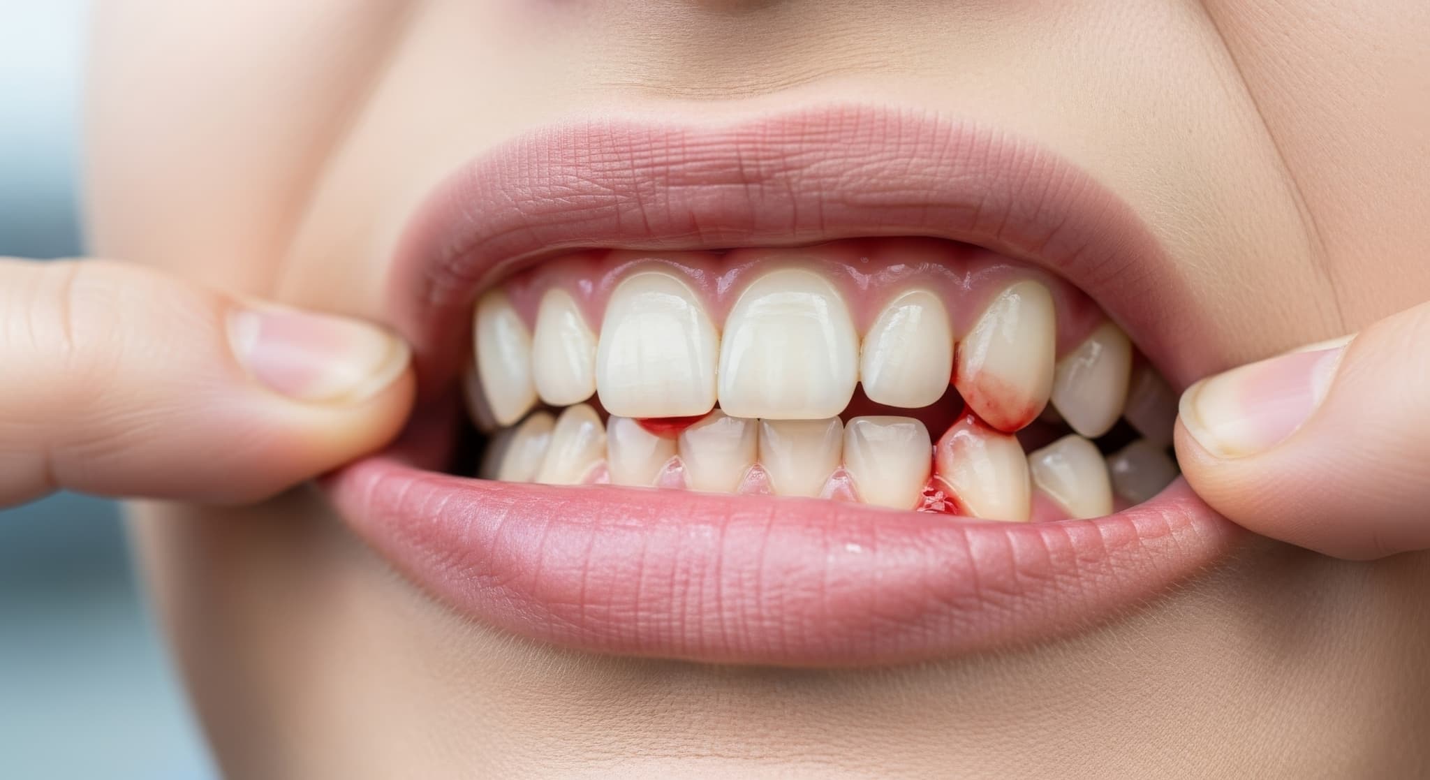 歯肉炎で出血した歯茎